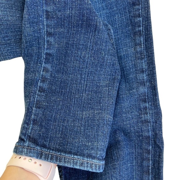 Old Navy Y2K Straight Leg Jeans Mid Rise Dark Wash Denim Side Pockets Size 4 - Picture 9 of 14